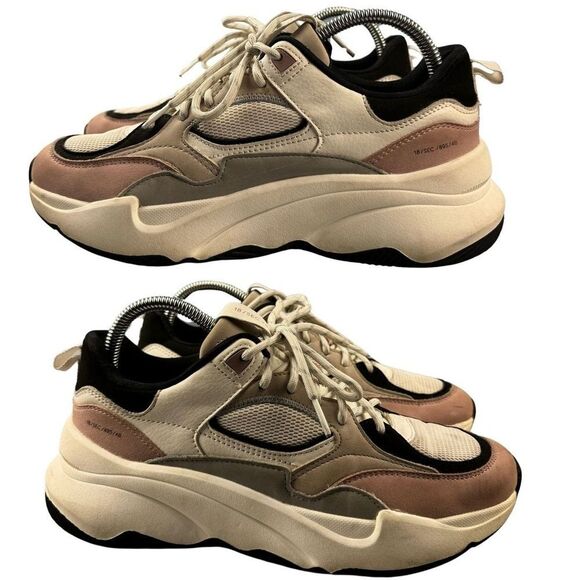 Bershka Womens Pink White Lace Up Platform Athletic Sneakers Track‎ EU39 / US8.5 - Picture 2 of 8